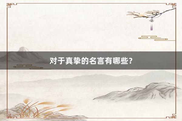 对于真挚的名言有哪些？